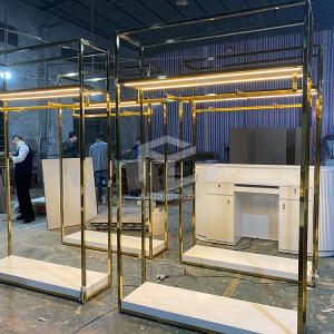 Wholesale Golden Luminous Clothing Diplay Stand For Garment Shop Furniture from china suppliers