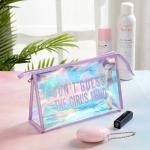 Custom Glitter Logo Holographic PVC Makeup Bag For Women