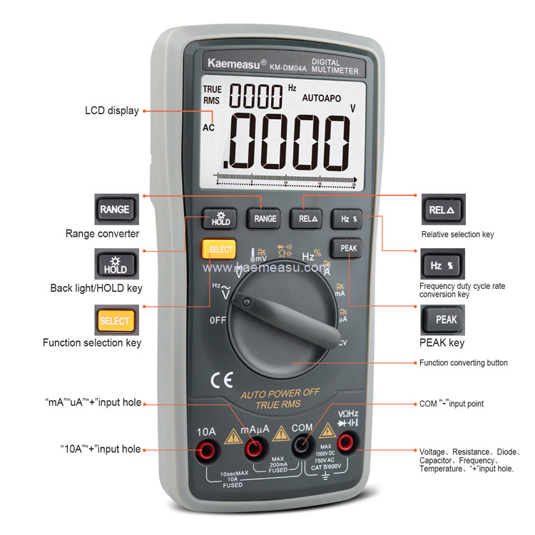 Kaemeasu 04A 20000 Counts Voltmeter Electrician Digital Smart Multimeter