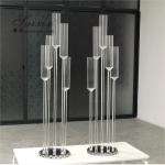 Chic wedding centerpiece tall 5 arms long stem floating candle pillar holder