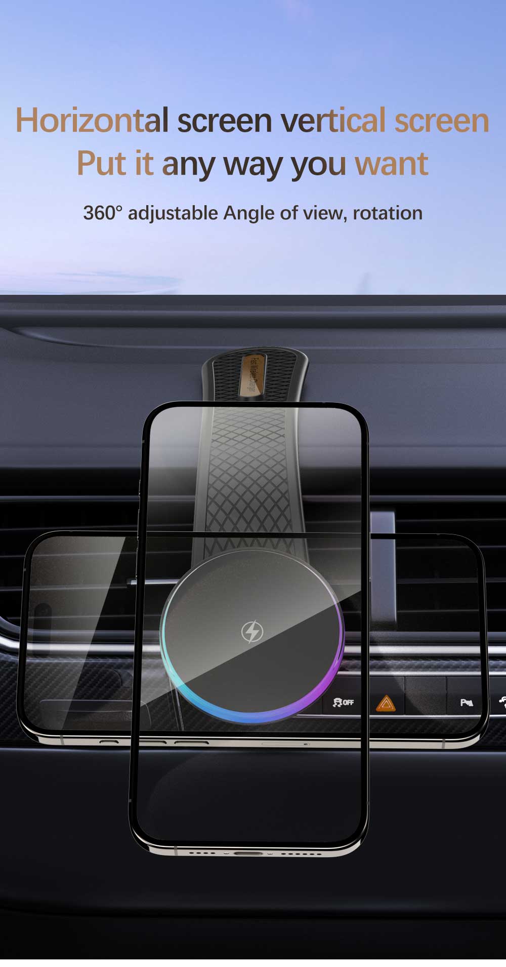 Quick Charge Universal Wireless Car Charger 5W/7.5W/10W/15W Output for Mobile Phone Smart Match