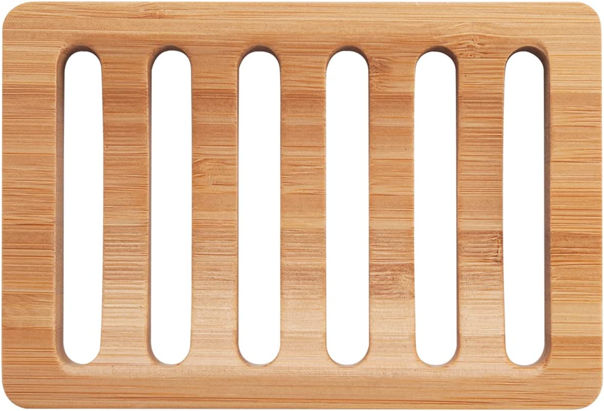 Eco Friendly Natural Wooden Soap Storage Rack Bamboo Wood Soap Dish Holder for Bathroom