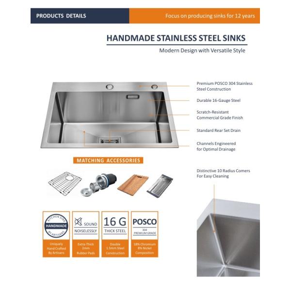32x18 Topmount Stainless Steel Kitchen Sink Brushed 90mm Drain Opening