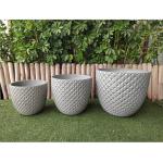 Set 6 Diamond Design Antique Grey Flower Pot Garden Pot Size 2 D18.5*H16.5cm