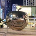 Gnee Garden 3.5m Apple Shaped Stainless Steel Artwork For Plaza Decoration