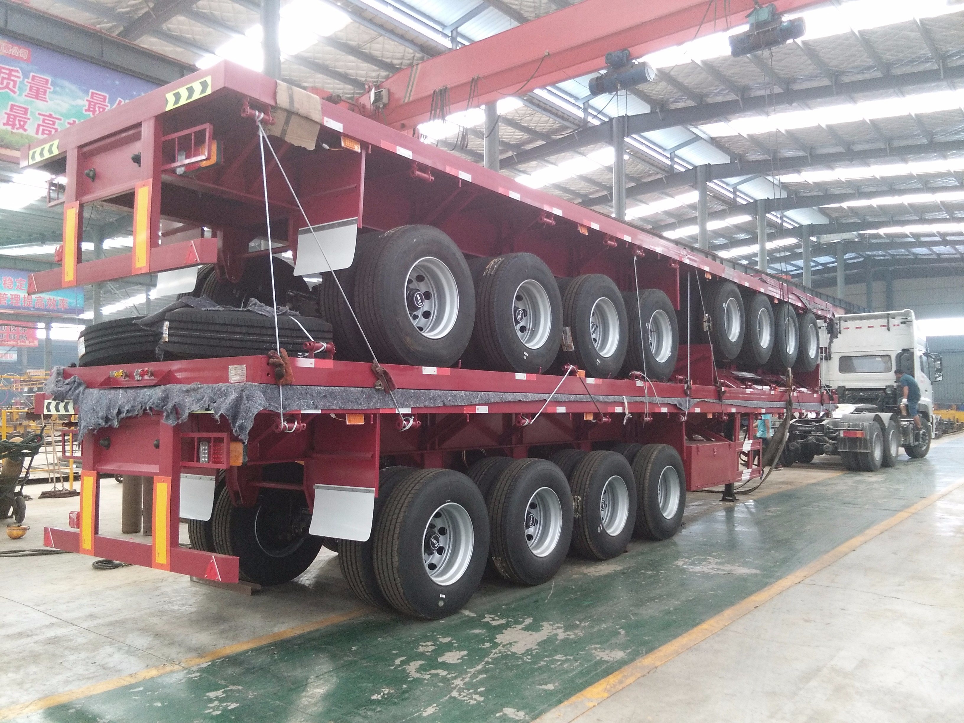 High Bed Container Chassis 4 Axles 20 40 48 53 Feet Trailer for Container Transport
