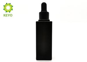 Wholesale Square Empty Cosmetic Containers , 50ml Matte Black Glass Dropper Bottles from china suppliers