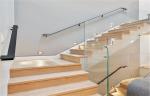 Modern Straight Flight Staircase 12mm Tempered Glass Railing Indoor Decoration