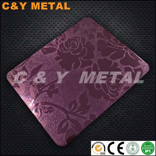 Quality 201 304 Rose flower Embossing Polish Stainless Steel Sheets-CY-173 for sale
