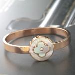Four-leaf Flower Bracelet, Stainless Steel Shell Bangle， Rose Gold Elegant