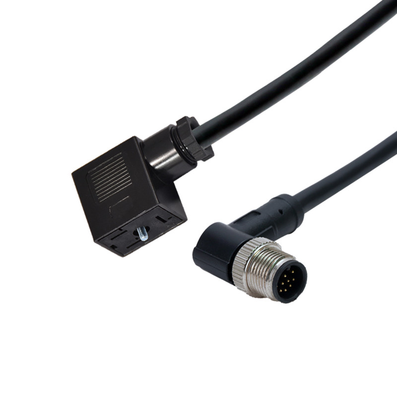 M12 Waterproof Molding 8pins Male Straigt Connector To Solenoid Valve Type B 2+PE