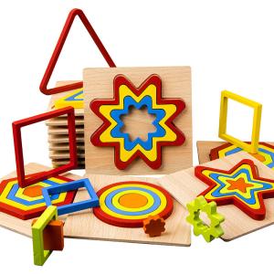 Wholesale DIY 1cm Geometric Wooden Block Puzzle Toys Jigsaw Baby from china suppliers