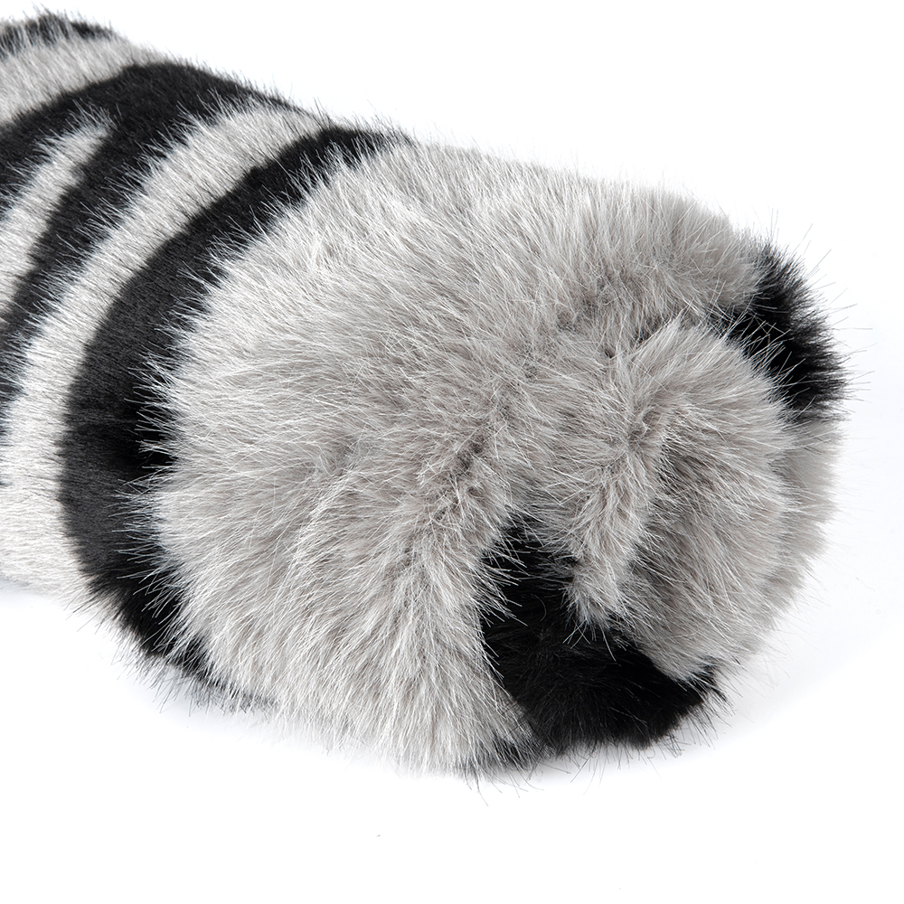 Ladies Vest Long Pile Faux Fur Fabric with Strip Printing and Plush in Weft Suede