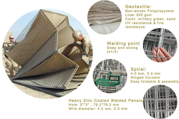 Heavy Duty High Tensile Defensive Barriers Flood Bastion Sand Wall Hesco Barrier Fence For Shooting Range