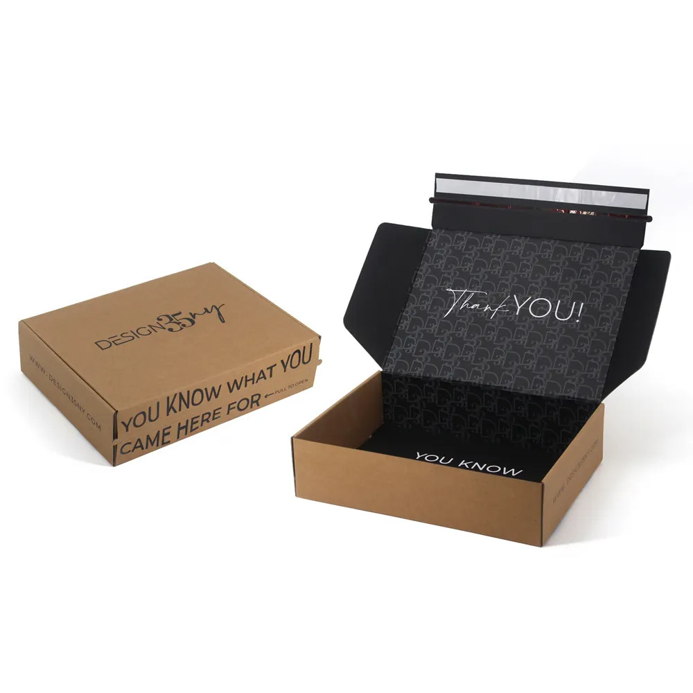 Kraft Corrugated Shipping Eco Friendly Easy Tear Trip Zipper Mailing Custom Mailer Boxes Paper Packaging