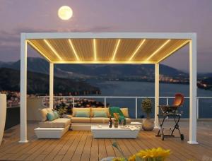 Wholesale High Wind Resistant Aluminum Louvered Pergola 180-220 KM/H And Closed LED Light from china suppliers