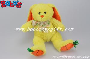 Wholesale 9.5&quot; Baby Gift Toy Yellow Plush Stuffed Bunny With Embroidery Carrot Feet from china suppliers