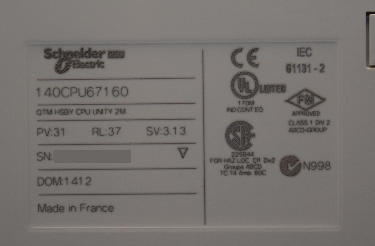 Odicon Schneider Power Interface Module 140CPU67160 CPU Module Quantum Processor HSBY 1024kB 266MHz