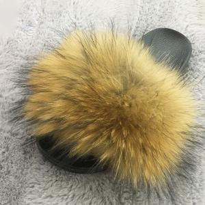 Wholesale Popular Womens Slippers Footwear Outdoor Real Fox Fur Slides from china suppliers