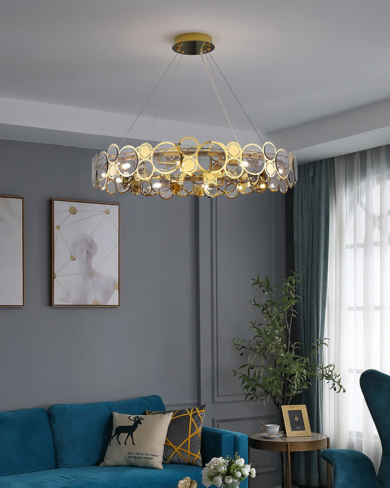 Modern chandelier lighting smoke gray glass round hanging lamp house lights(WH-MI-322)
