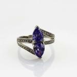 925 Silver 5mmx7mm Purple Cubic Zirconia Ring (JR042)