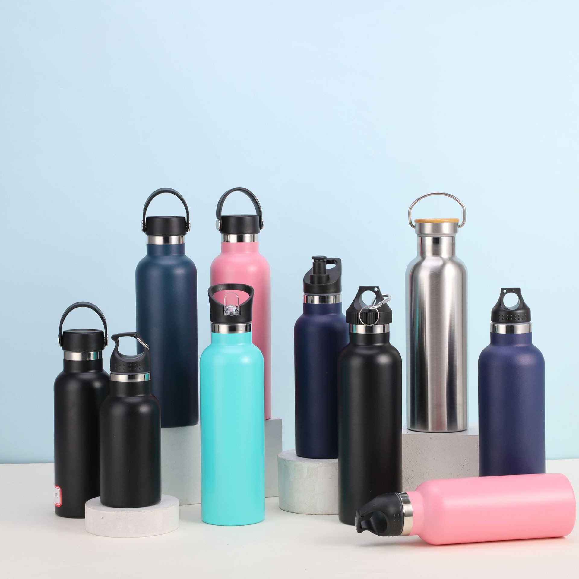 20oz Aluminum Water Bottles Bulk Reusable Water Bottles Lightweight Leak Proof Aluminum Sports With Twist Cap Buckle For Gym Hiking Cycling Camping