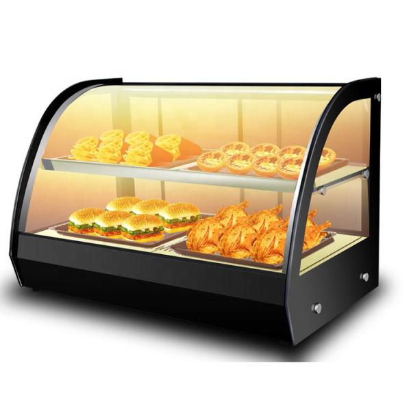 Commercial Kitchen Curved Glass Counter Top Food Warmer Display Showcase at 220V