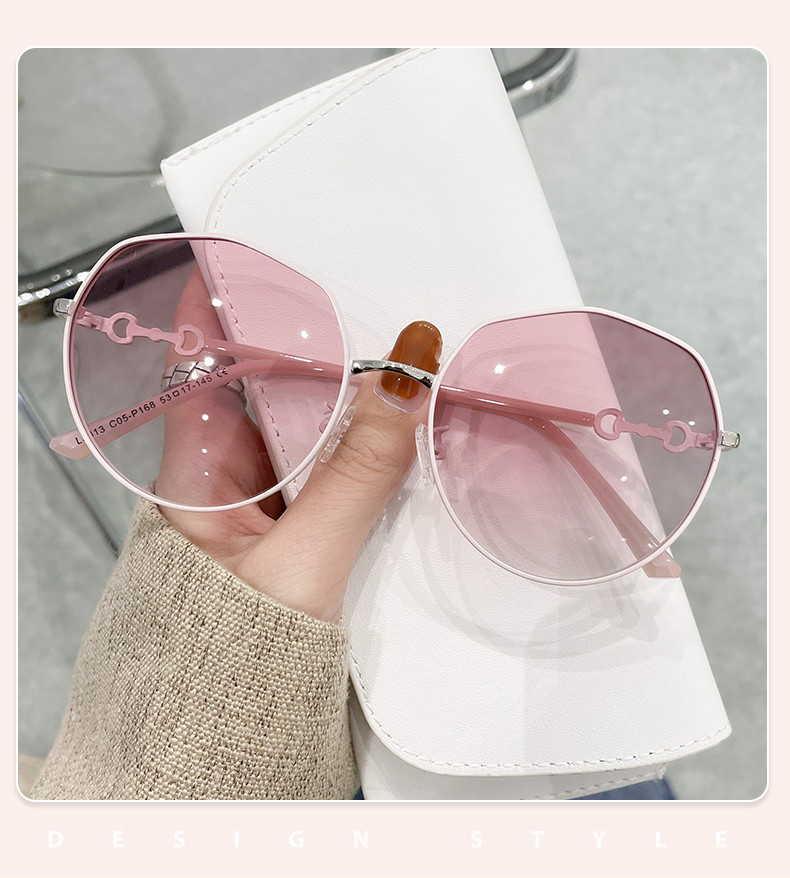 Female Round Metal Sunglasses Anti UV Lightweight Durable Longevity