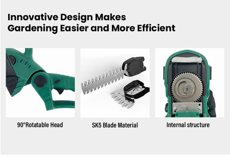 Powerful Lithium Hedge Trimmer With Multi-Purpose Cutting Heads For Hedges And Grass