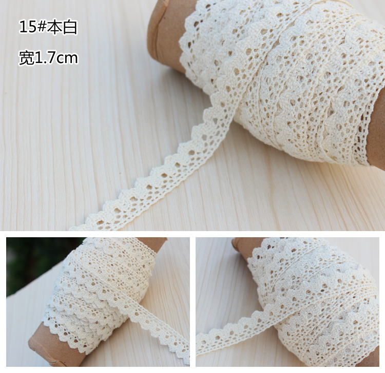 30 yards (10 designs, 3 yards per design ), 100% Cotton Retro Vintage Beige Crocheted Lace