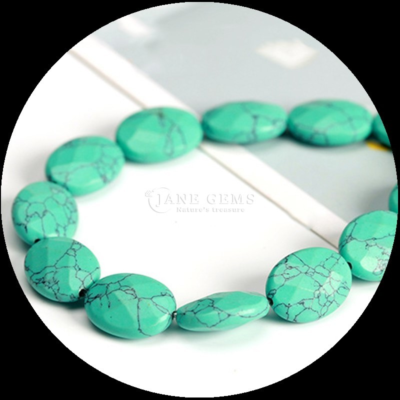 Faceted Oval Shape Gem Bead Natural Crystal Opalite Blue Dot Stone Loose Bead Strands For Bracelets