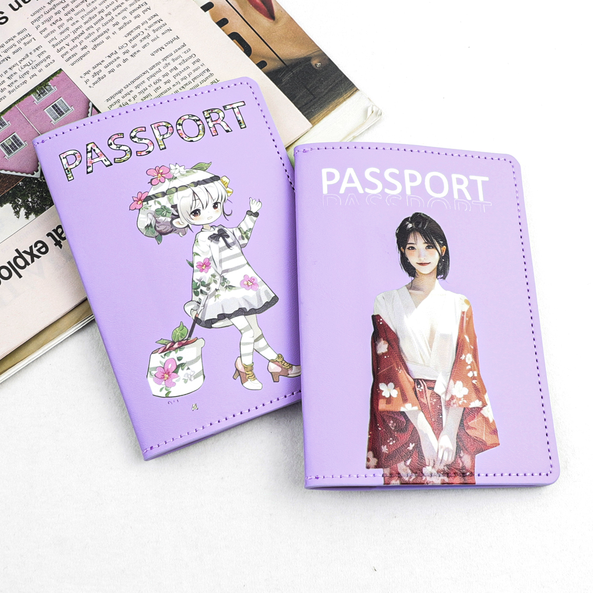 Custom Logo Avaliable RFID Blocking Leather Passport Cover Holder for Family Travel
