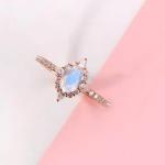 Newest Rose Gold Plating 925 Sterling Silver Jewelry Oval Cut Blue Moonstone