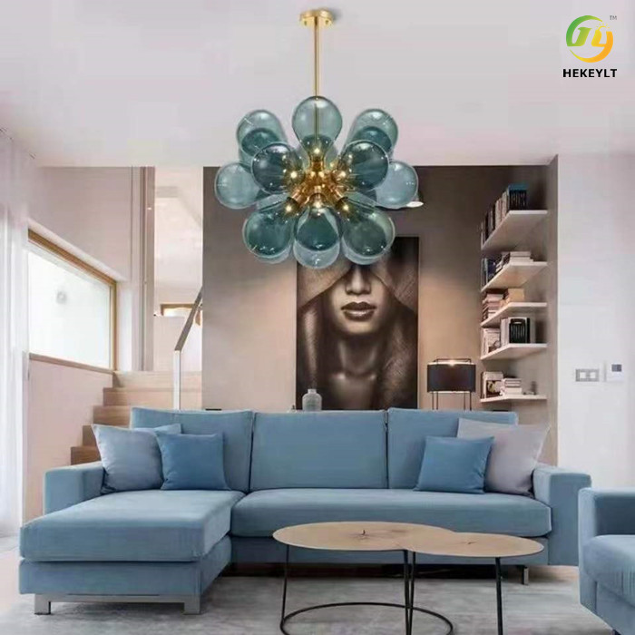 Postmodern Luxury Glass Pendant Light G9 3000k For Living / Dining Room