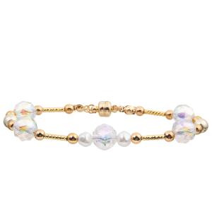 Wholesale Freshwater Pearl Bracelet Set With 4 Colors Crystal Faceted Beads Magnetic Buckle from china suppliers