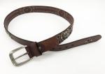 Men Genuine Leather Studded Belt 3.2cm Width With Light Brown Color