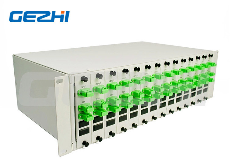 3U 19" Fiber Optical 1x2 LGX PLC Splitter Patch Panel Rack Mount Chassis