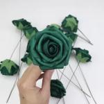 Bulk Dark Emerald Green Roses Artificial Flowers with Stem for DIY Wedding