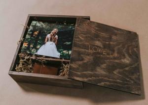 Wholesale 4 X 6 Wooden Photo Album Box , Custom Wooden Wedding Photo Box With Dividers from china suppliers