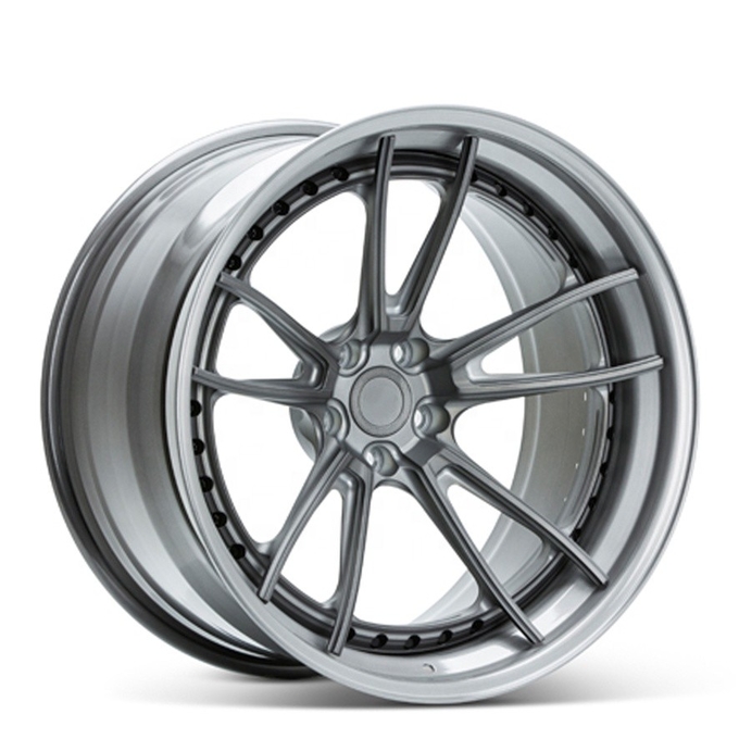 factory Customized brushed grey or bronze luxury 2 piece staggered alloy forged wheel rims