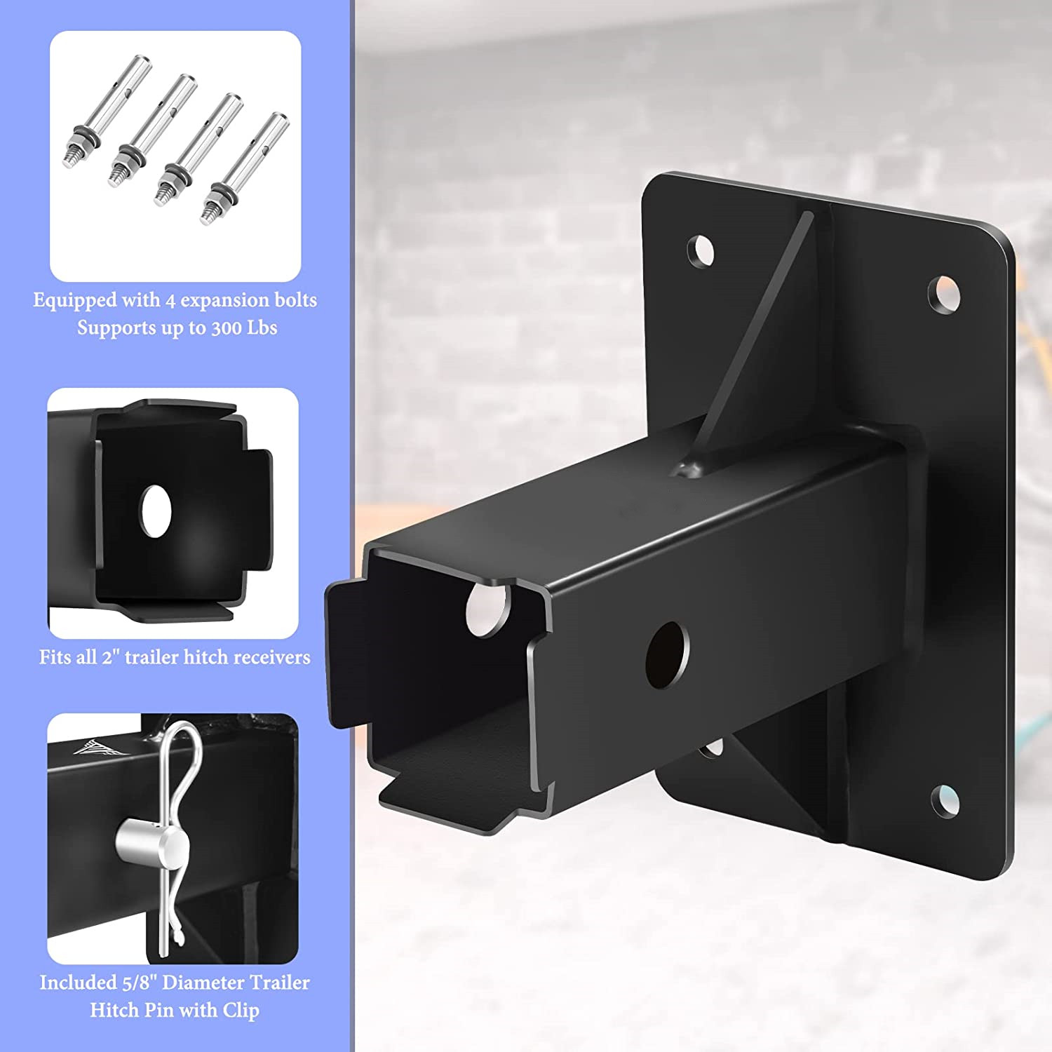 Carbon Steel Hitch Wall Mount Versatile Storage Device for Bike and Cargo Hitch Rack