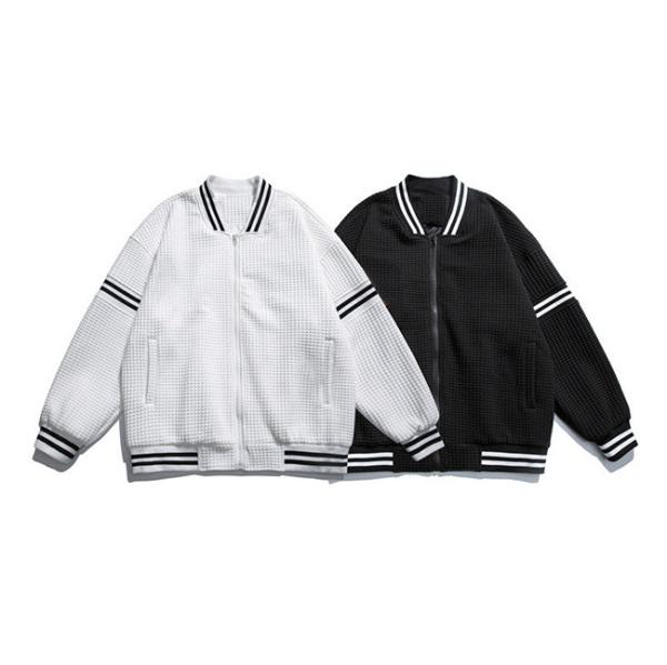 Fashion Spring Waffle Embroidered Baseball Jacket Men And Women Street Loose