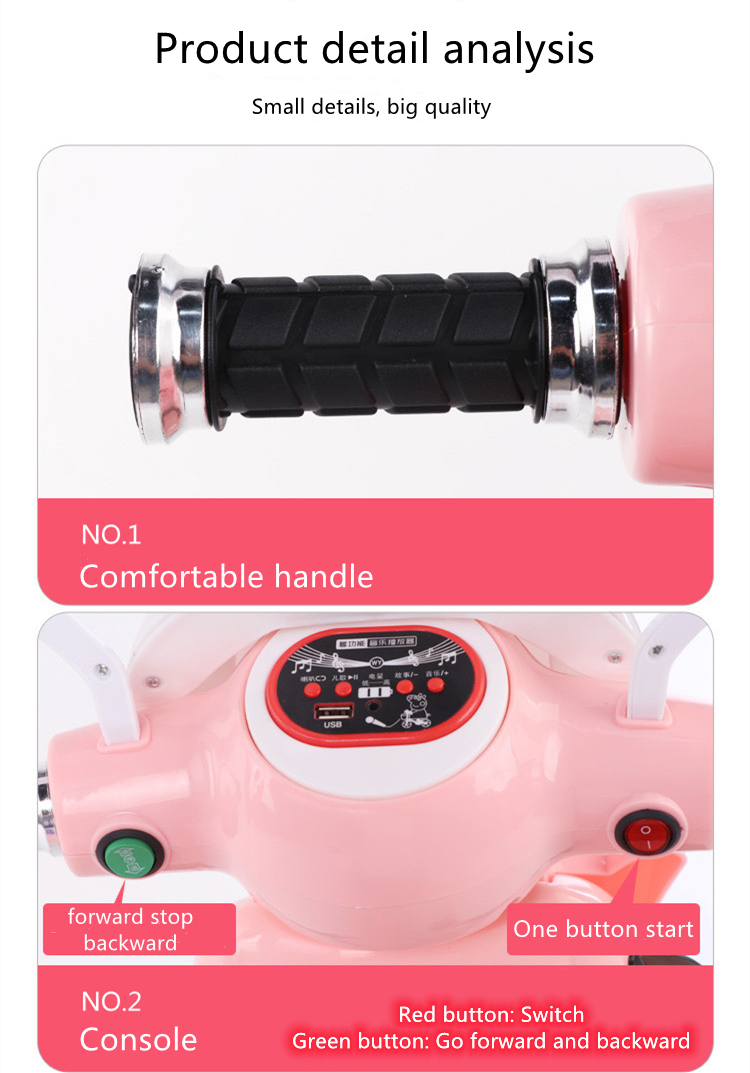 Plastic PP Children's Electric Car 380 Motor with Early Education Music and Lighting