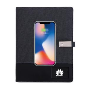 Wholesale 10W Custom LED Logo PU Leather Notebook Organizer Business Power Bank from china suppliers