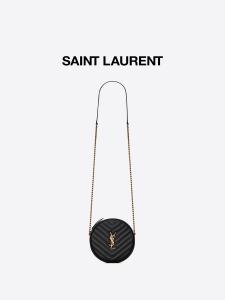Wholesale Grained Embossed Leather Branded Messenger Bag YSL Vinyle Round Camera Bag V Quilted from china suppliers