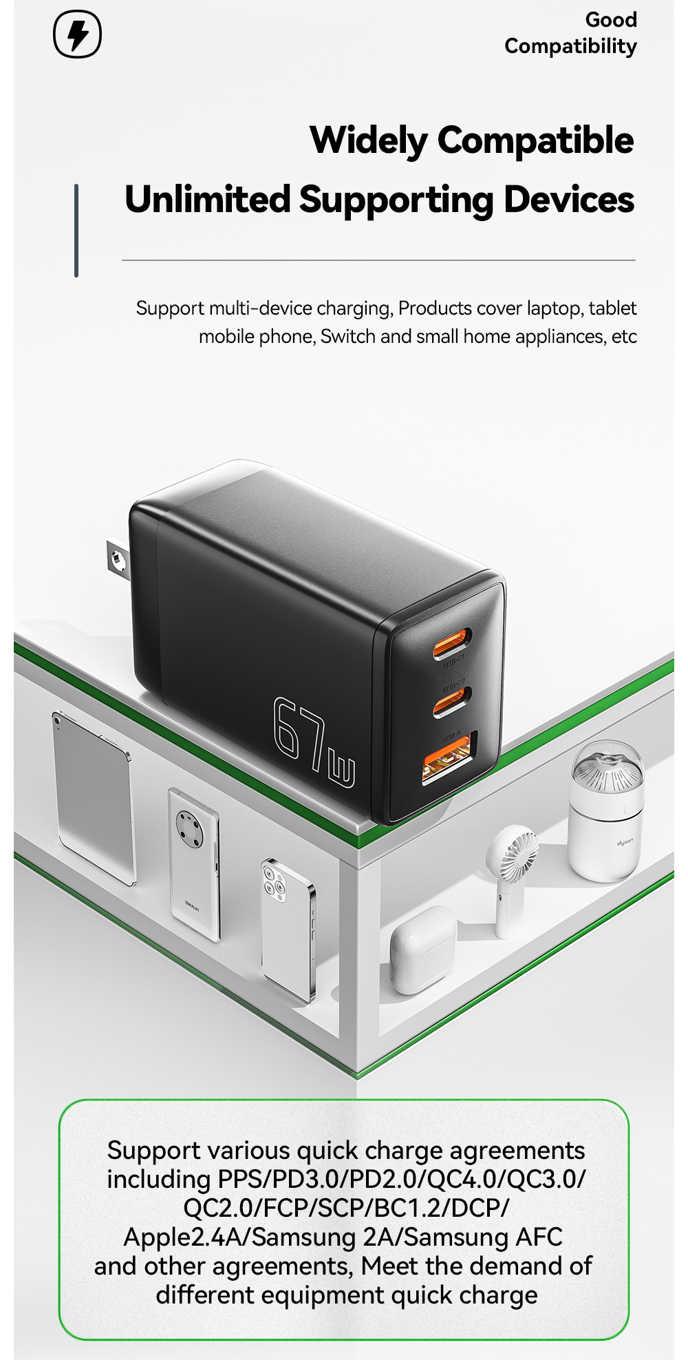 ESSAGER G671A2CU Series USB Fast Charger Type C Quick Charger 67W