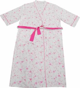 Wholesale Ladies Cotton Jersey Pink Floral Printed Bath Robe Kimono Wrap Red Piping 3/4 Sleeve from china suppliers