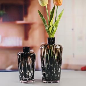 Wholesale Handmade Amber Glass Vase Modern Unique Vase for Table Centerpiece Decorative Flower Vases for Home Office Wedding(S size) from china suppliers