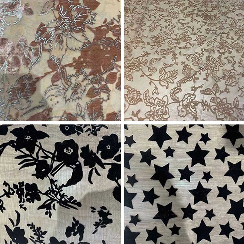 320gsm Velvet Polyester Silk Velour Fabric Burnt Print Floral Love Heart Leopard