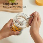 Versatile Long Spoon Reusable Overnight Oats Jar Leak Proof Wide Mouth